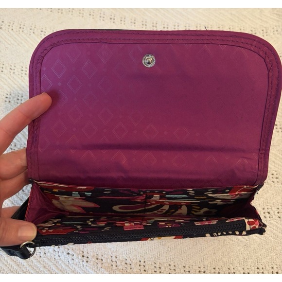 VERA BRADLEY TRIMMED WRISTLET WALLET   Preowned Painted Paisley - Picture 3 of 8
